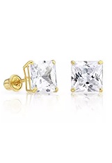 scintillating basket-set square gold kids stud earrings
